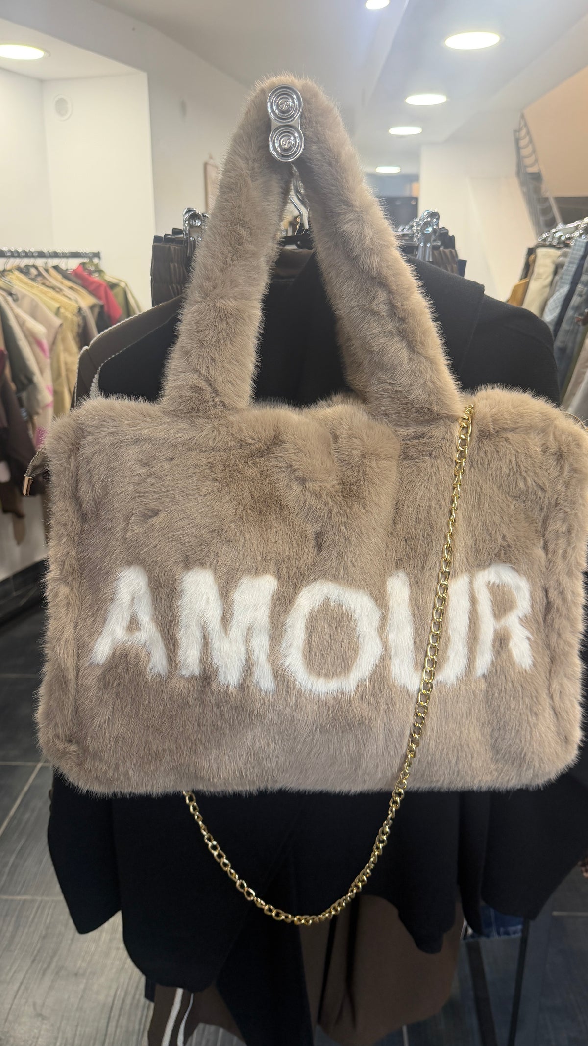 Sac Imitation fourrure DULCE Taupe