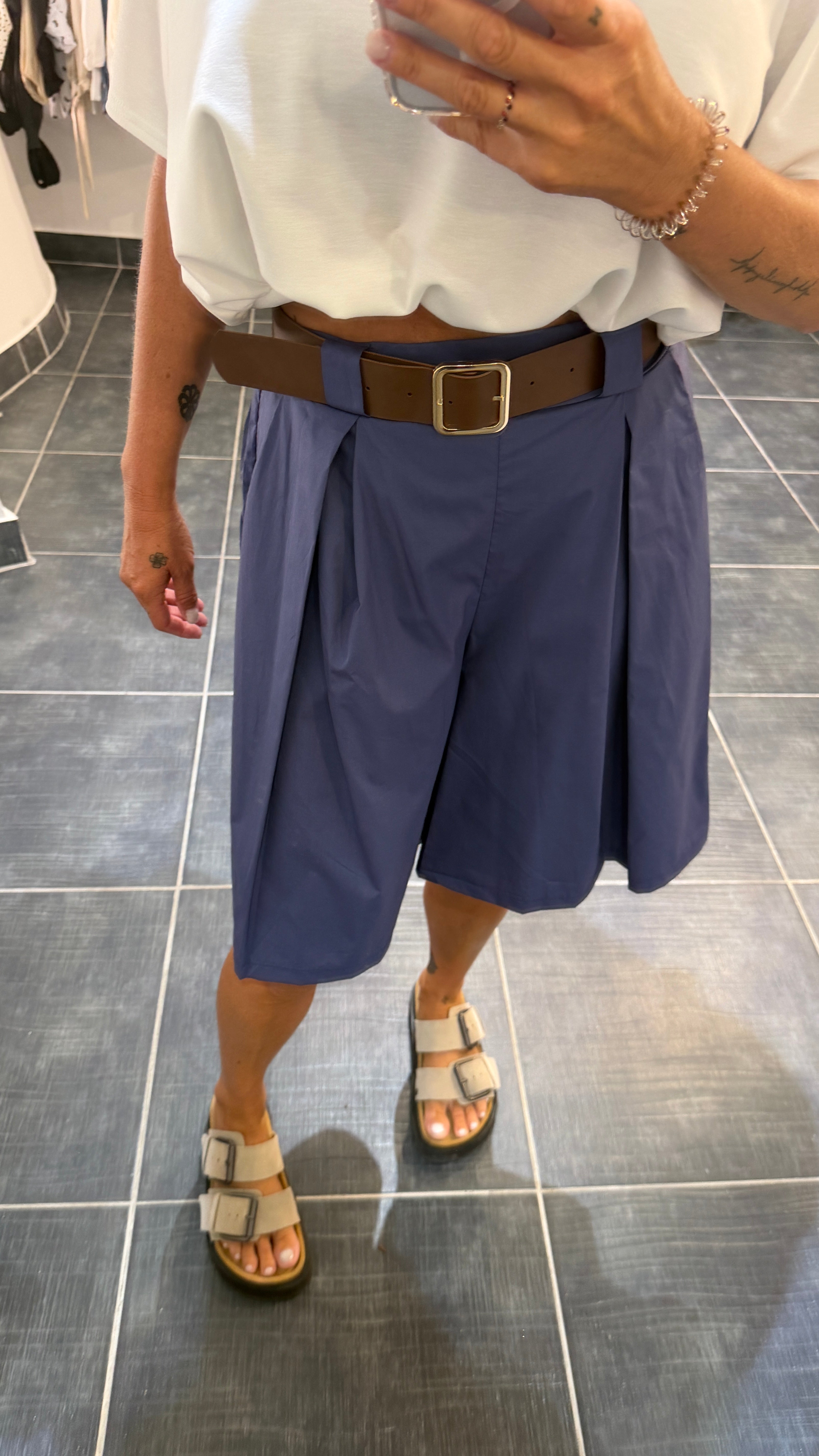 Bermudas Ample à plis BOB Bleu