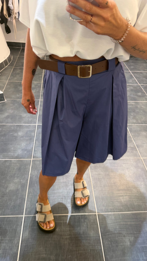 Bermudas Ample à plis BOB Bleu