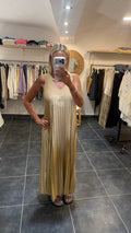 Robe Longue détails lurex MAEVA Beige Doré
