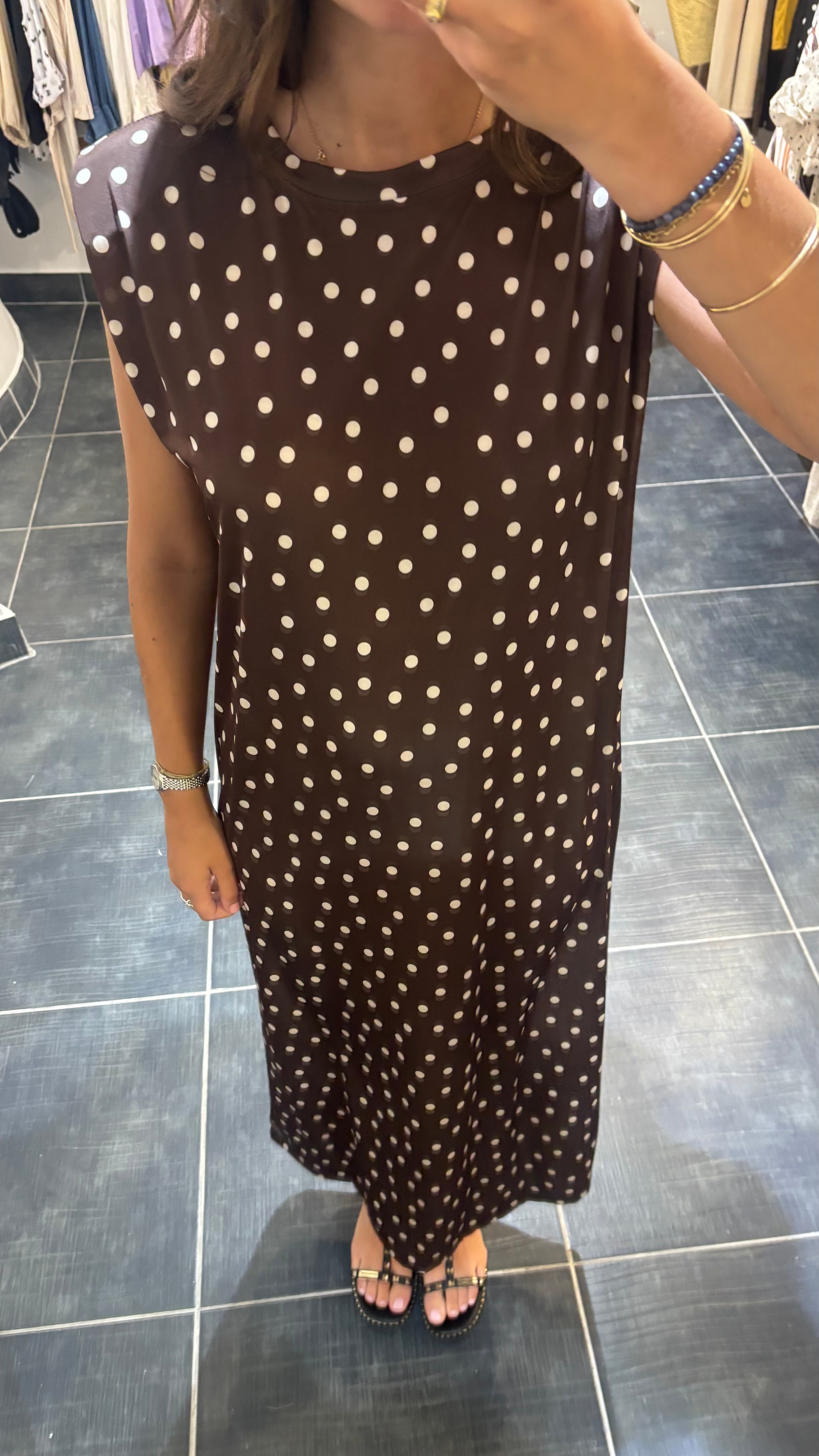 Robe Longue à pois MAYO Chocolat