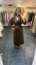 Robe Longue ceinturée OLIVIA Chocolat