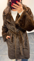 Manteau long fausse fourrure DAIM Chocolat