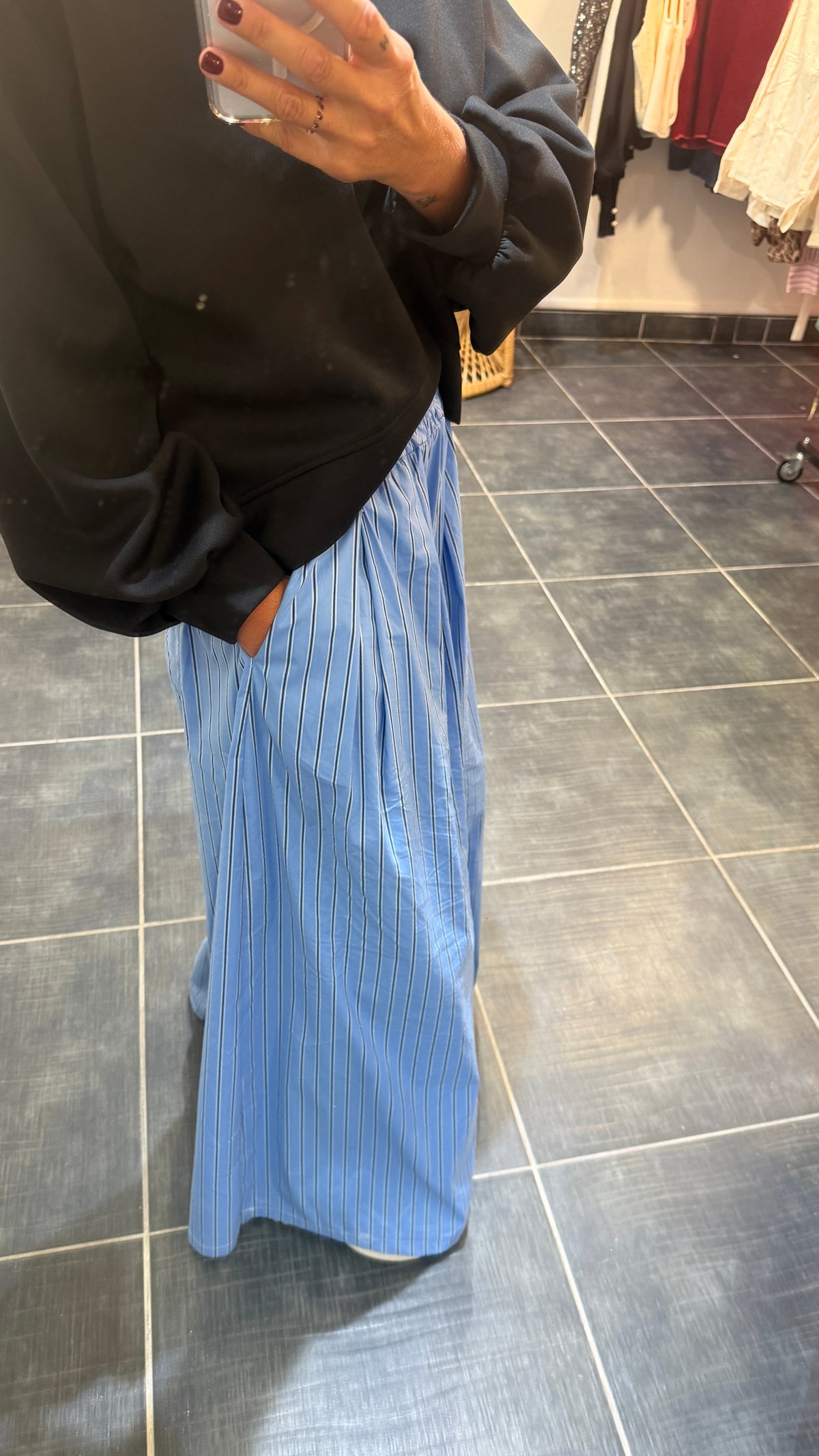 Pantalon extra large rayé RENE Bleu