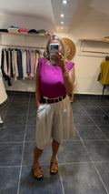 Top à épaulettes détails cloutés GANOU Fuschia