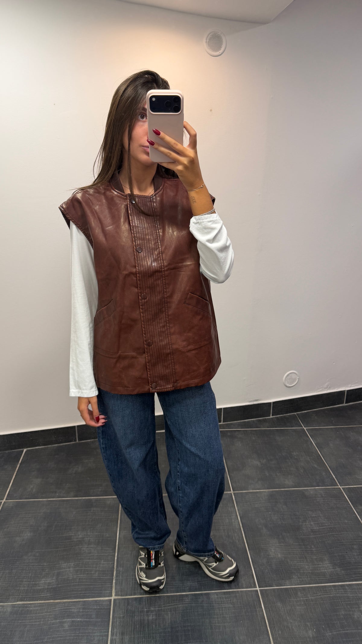 Veste sans manches similicuir KENNY Bordeaux vieilli