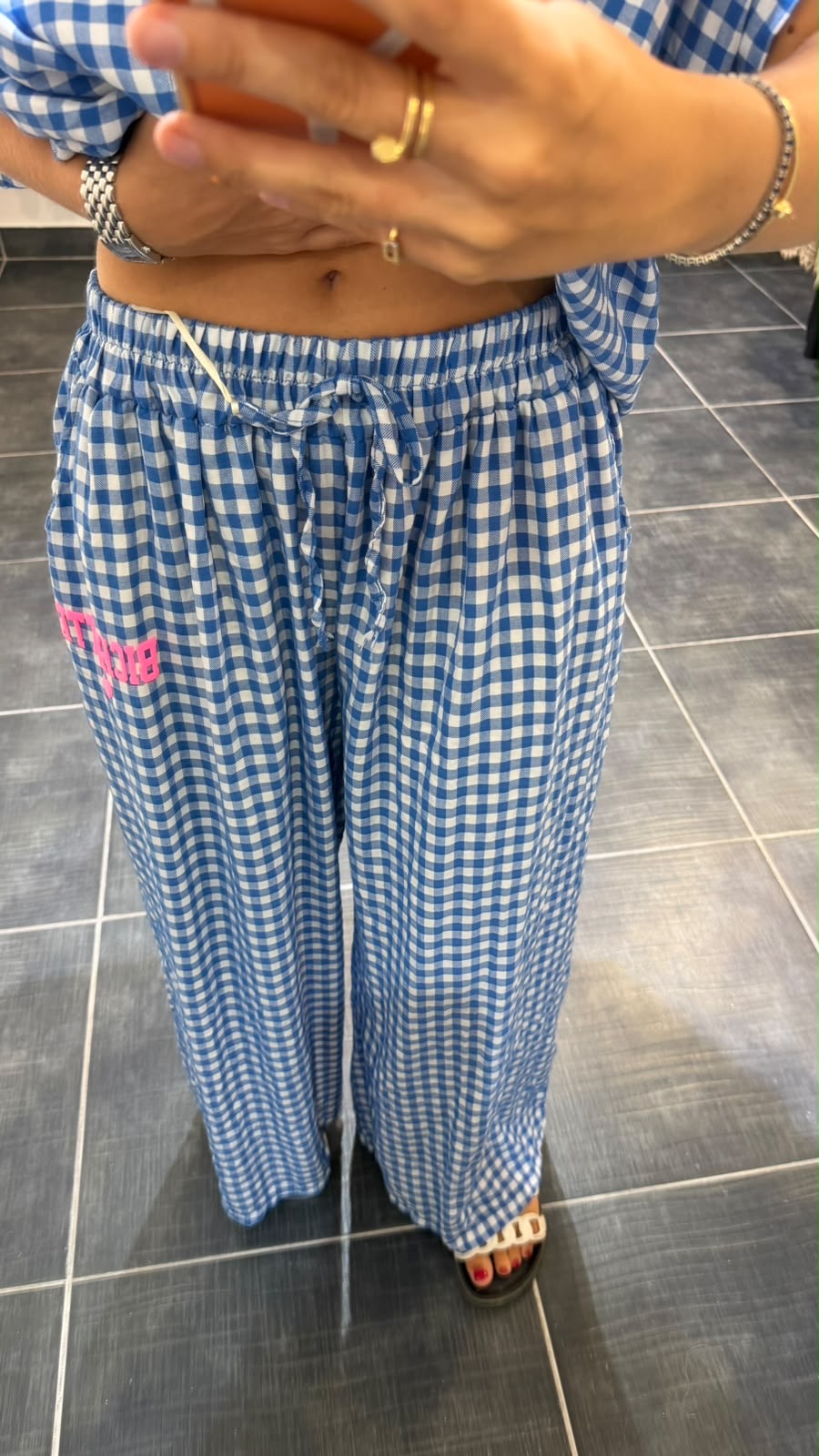 Ensemble chemise + pantalon à carreaux BICHETTE Bleu électrique