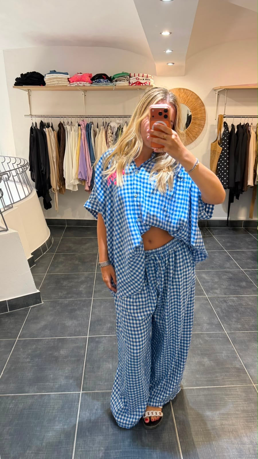 Ensemble chemise + pantalon à carreaux BICHETTE Bleu électrique