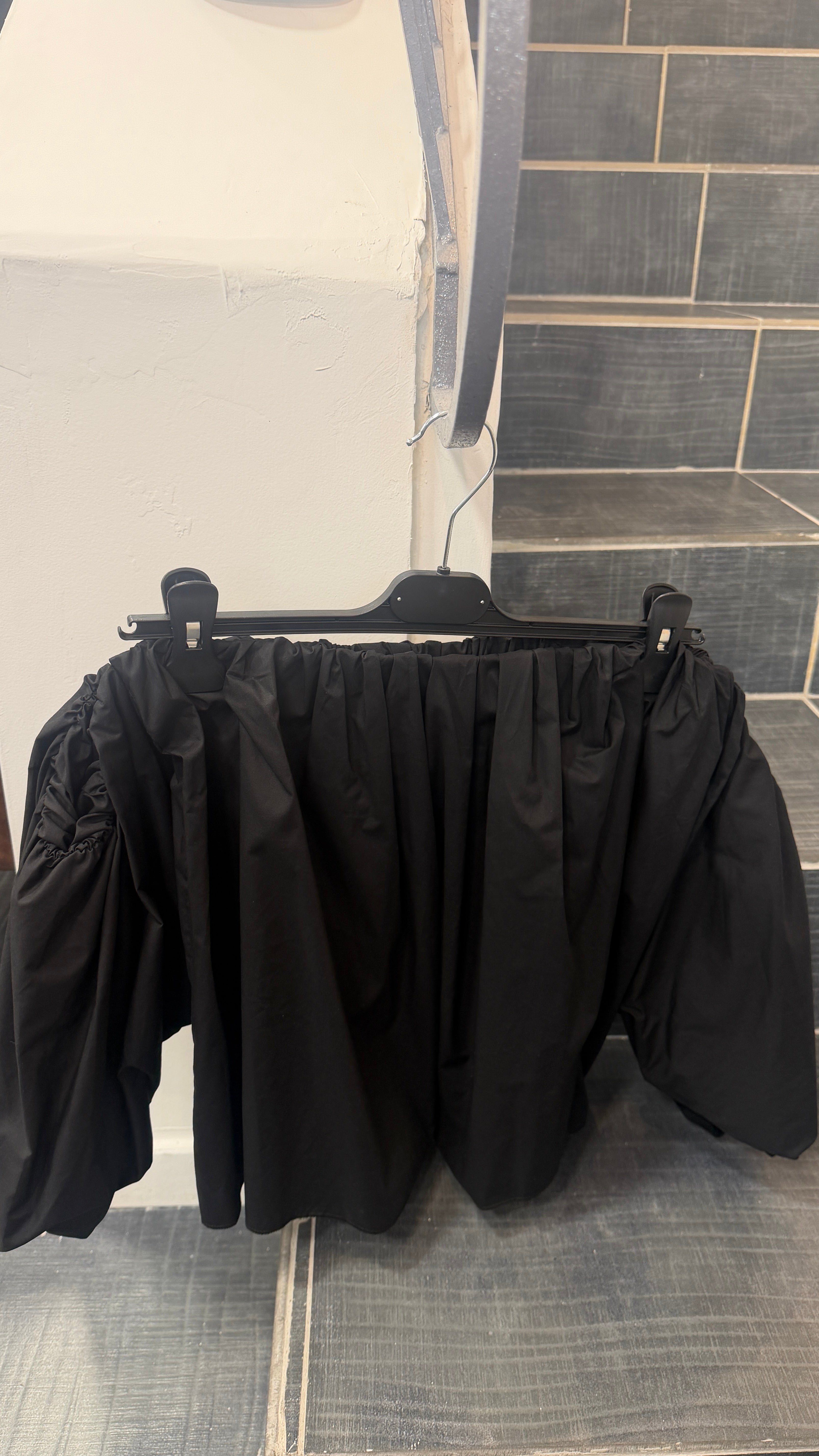 Top Manches bouffantes TERRY Noir