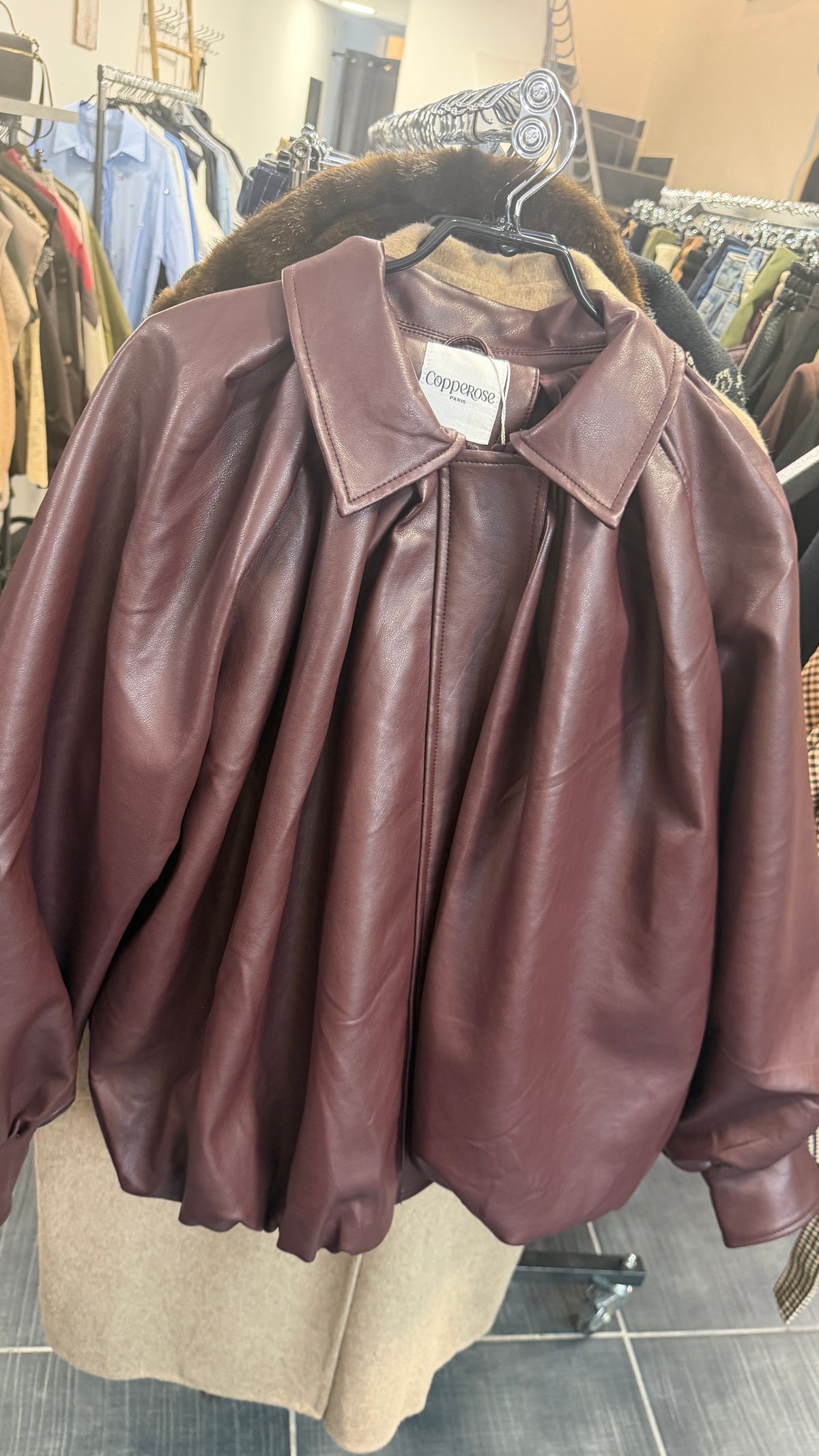 Veste en similicuir bouffante WINE Bordeaux