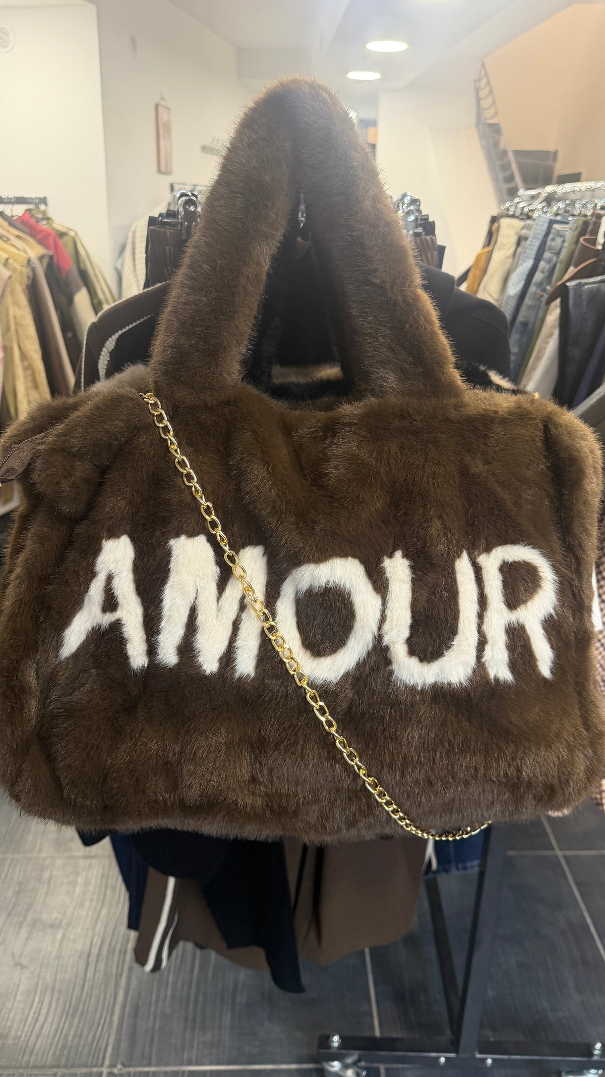 Sac Imitation fourrure DULCE Chocolat