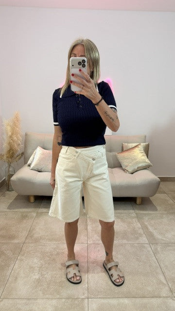 Bermudas en Jean asymétrique JORIS Crème