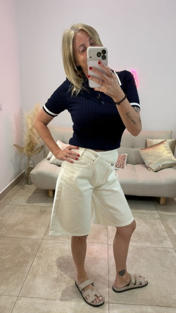 Bermudas en Jean asymétrique JORIS Crème