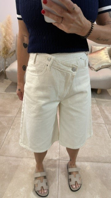 Bermudas en Jean asymétrique JORIS Crème