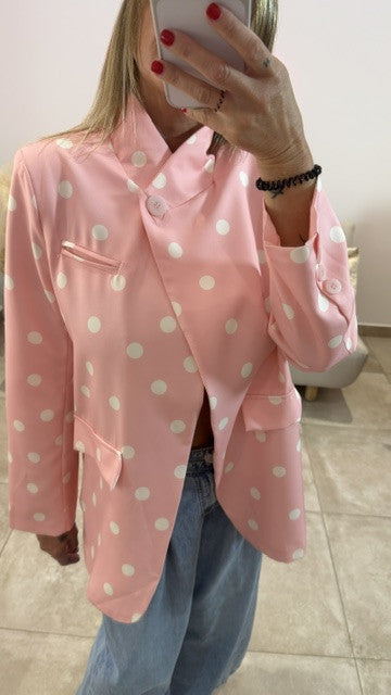 Blazer Croisé à Pois ANAÏS Rose