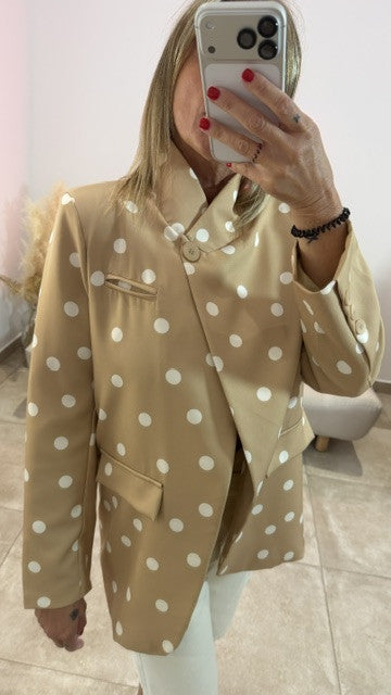 Blazer Croisé à Pois ANAÏS Beige
