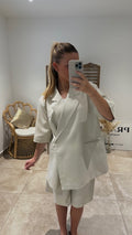Blazer Manches Courtes Croisé BLANDINE Beige