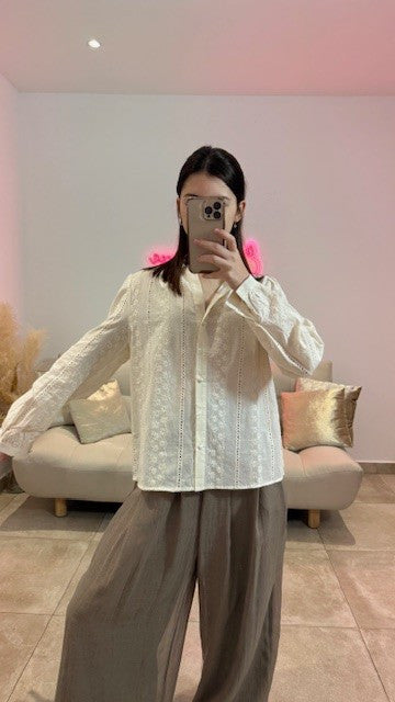 Blouse brodée MALORY Ecru