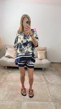 Blouse soyeuse imprimé ERIKA Marine