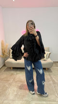 Chemise Fluide à Froufrous VIOLAINE Noir
