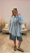 Chemise Oversize en Lin FABIO Bleu ciel