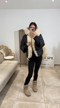 Doudoune fausse fourrure STELLA Noir/Beige