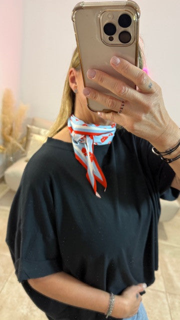 Foulard Imprimé Cœurs LOVELY Bleu ciel