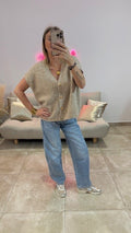 Gilet Boutons Cœurs ALEXY Beige chiné
