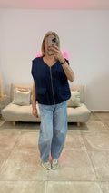 Gilet Gaze de coton ANTOINE Marine