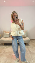 Gilet Gaze de coton ANTOINE Ecru