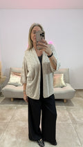 Gilet Lurex Manches 3/4 MEDY Beige