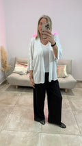 Gilet Lurex Manches 3/4 MEDY Blanc
