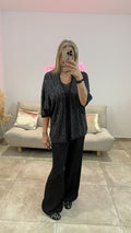 Gilet Lurex Manches 3/4 MEDY Noir