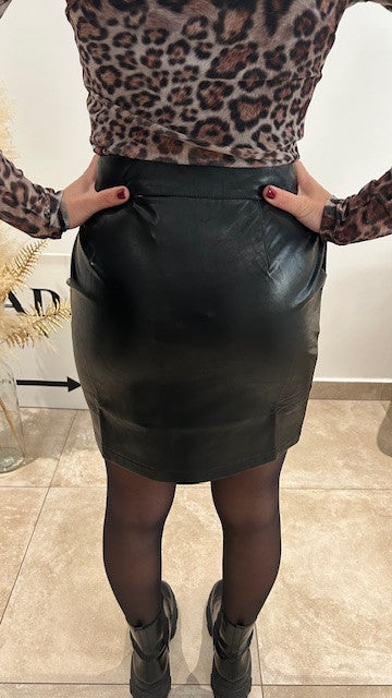 Jupe Simili Cuir VANESSA Noir