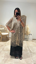 Kimono/Pareo à franges SOLEA Léopard