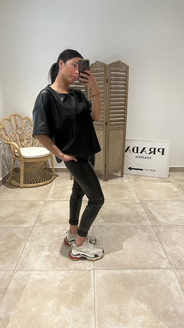 Legging Simili cuir VERO Noir