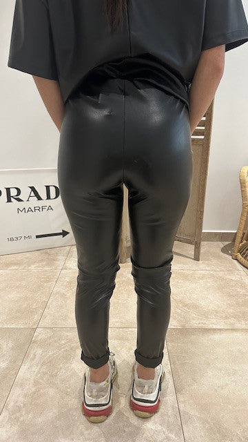 Legging Simili cuir VERO Noir