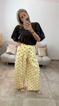 Pantalon large à pois "Balloon" SOAN Jaune/Choco