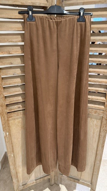 Pantalon large en Suédine TIM Chocolat