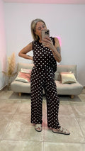 Pantalon fluide à pois LISON Chocolat