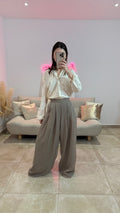 Pantalon Large et Fluide CARLU Taupe