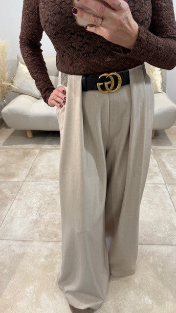 Pantalon large Palazzo LOUIS Beige