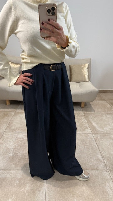 Pantalon large Palazzo LOUIS Marine