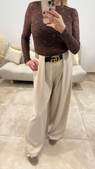 Pantalon large Palazzo LOUIS Beige