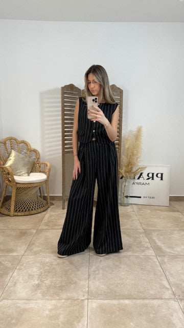 Gilet rayé DOMI Noir