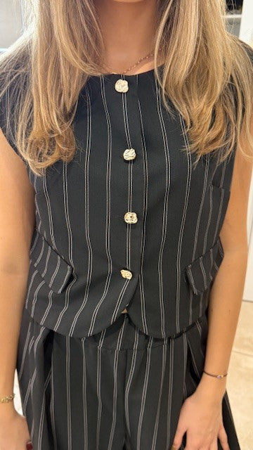 Gilet rayé DOMI Noir