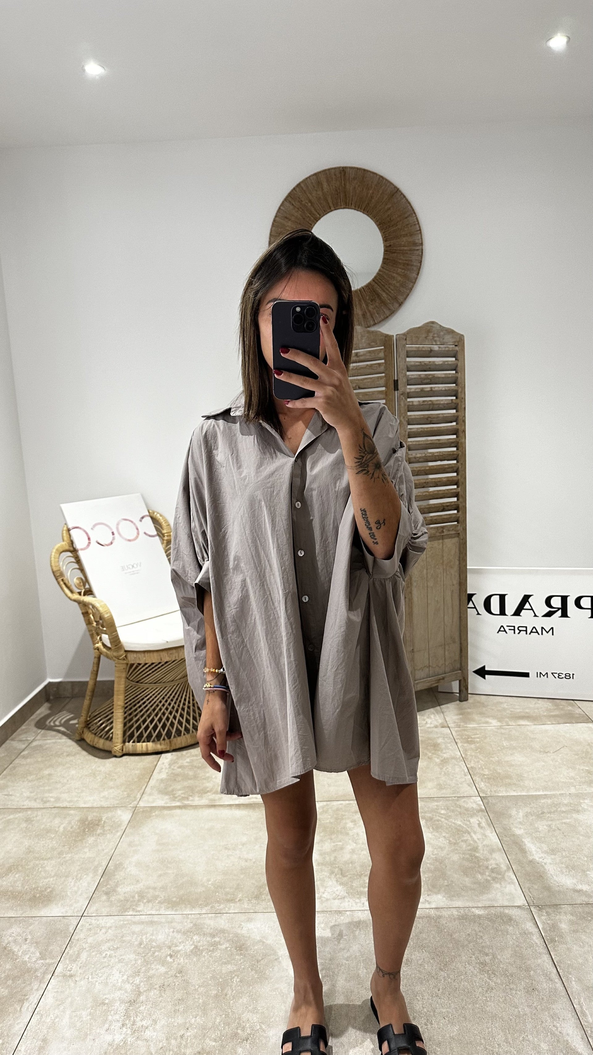 Chemise mi-longue EMMA taupe