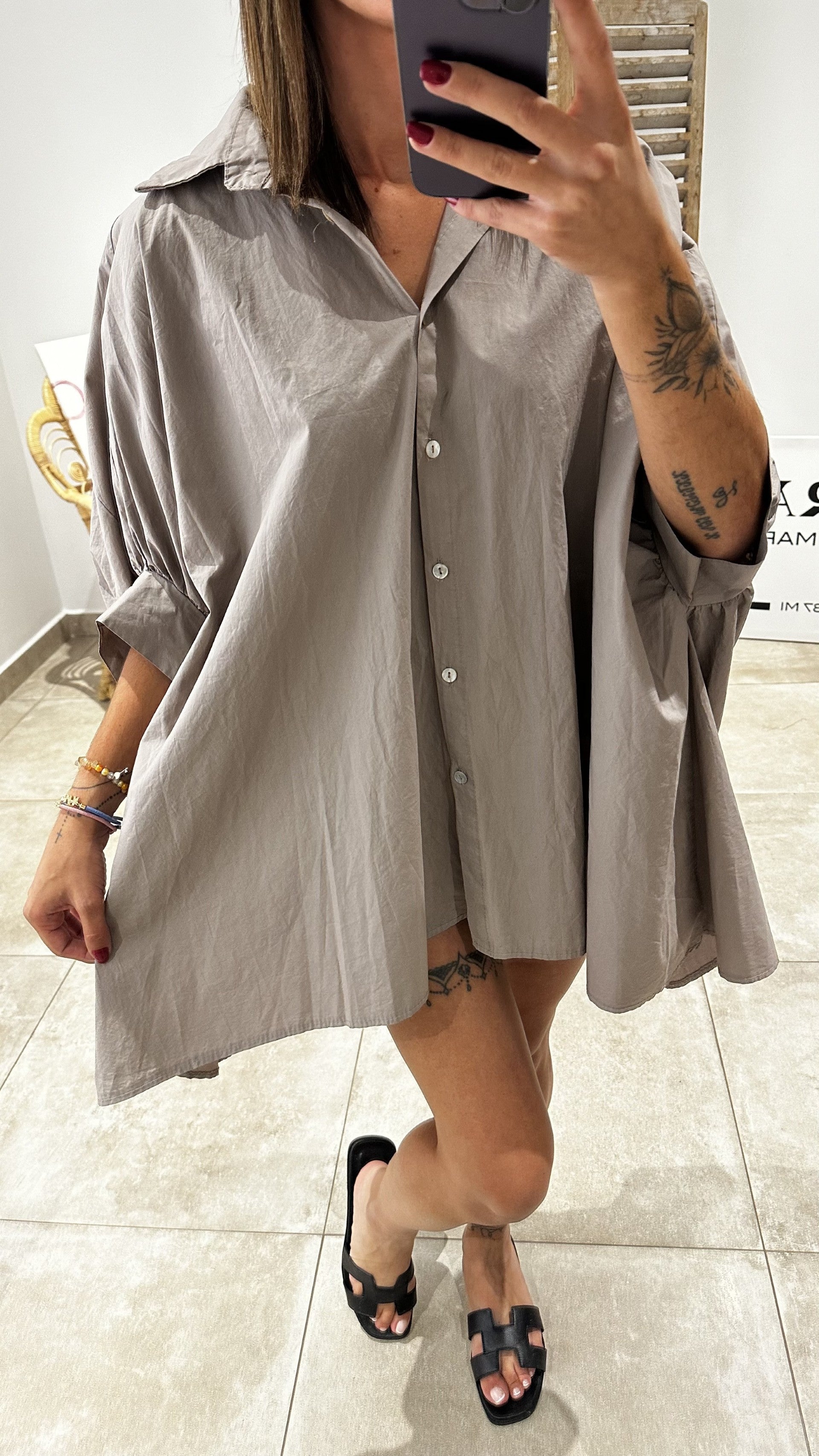 Chemise mi-longue EMMA taupe