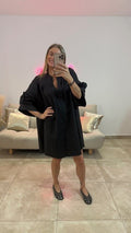 Robe Ample courte Popeline NERA Noir