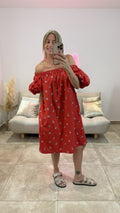 Robe Fleurie LIVIA Rouge